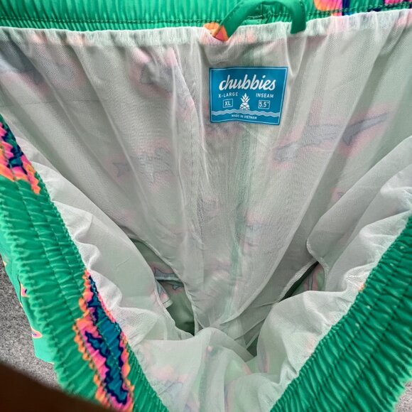 Chubbies Swim Trunks Mens XL Teal Shark Apex Classic Swim Shorts Stretch 5.5" - Picture 11 of 12